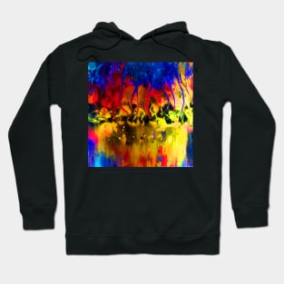 Reflections of Another World Abstract Painting in Primary Colors Hoodie